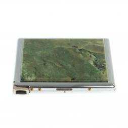 Портсигар 10 сигарет с зажигалкой камень жадеит