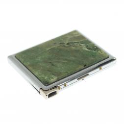 Портсигар 10 сигарет с зажигалкой камень жадеит
