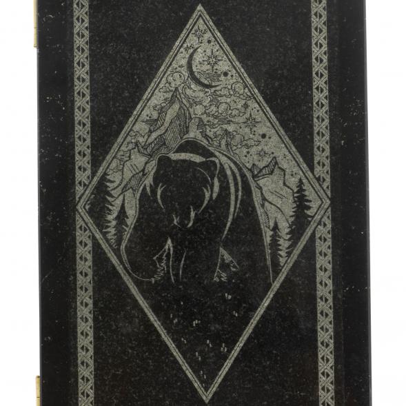 Каменные нарды с гравировкой &amp;quot;Волк и медведь&amp;quot; с гербом РФ 129450