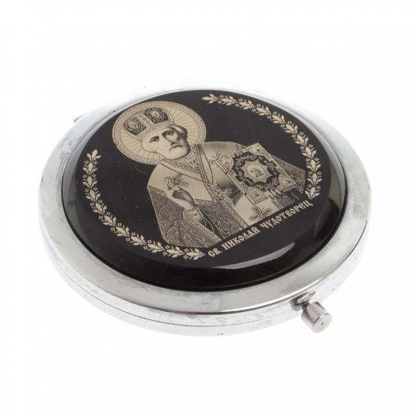 Зеркало с иконой &amp;quot;Николай Чудотворец&amp;quot; из черного обсидиана 129598