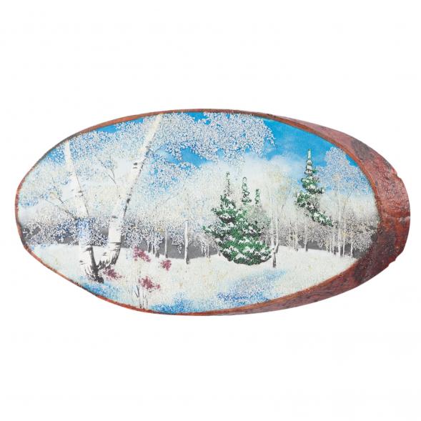 Панно на спиле дерева &amp;quot;Зима&amp;quot; горизонтальное 30-35 см 121462