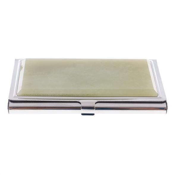 Карманная визитница с белым нефритом цвет серебро 122264
