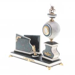 Письменный прибор &amp;quot;Георгий Победоносец&amp;quot; мрамор, лабрадорит