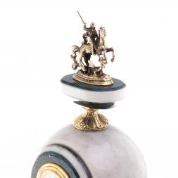 Письменный прибор &amp;quot;Георгий Победоносец&amp;quot; мрамор, лабрадорит