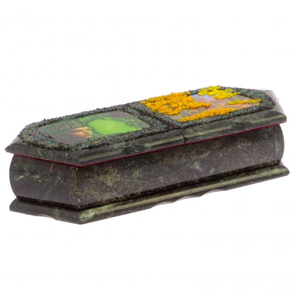 Шкатулка с двумя отделениями &amp;quot;Хозяйка медной горы с осенним пейзажем&amp;quot; 29,5х12х8 см 125727