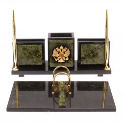 Настольный набор "Офисный" камень змеевик