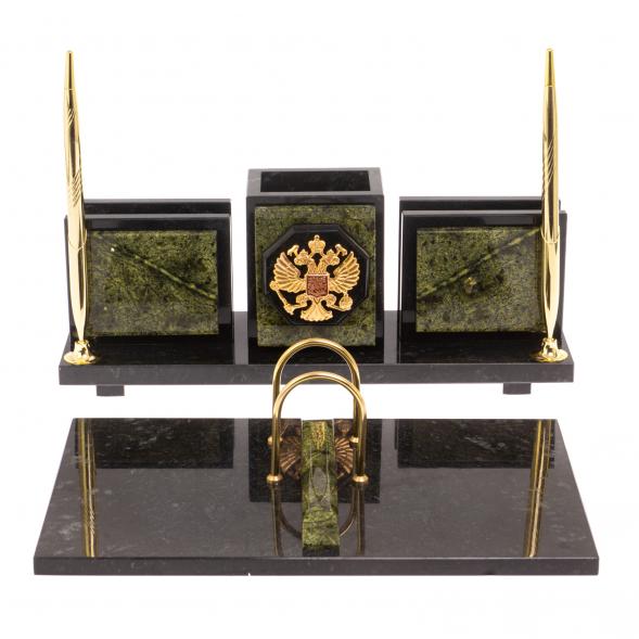 Настольный набор &amp;quot;Офисный&amp;quot; камень змеевик 126555