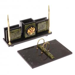 Настольный набор "Офисный" камень змеевик