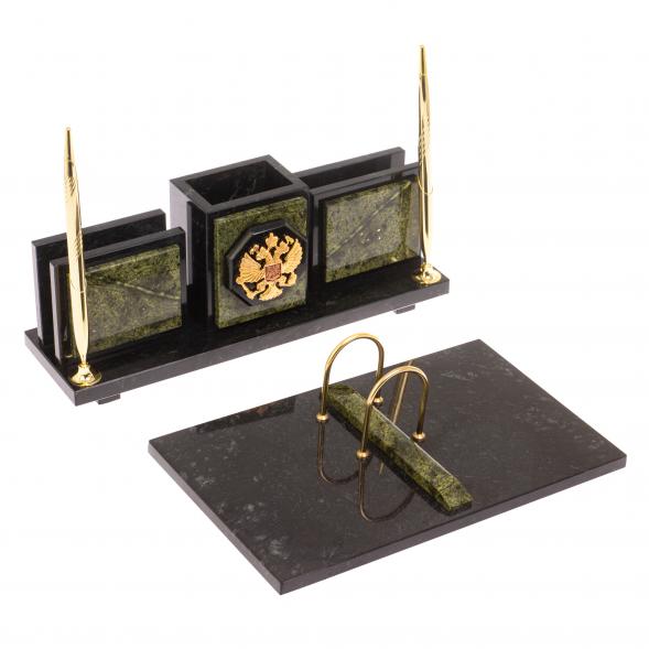 Настольный набор &amp;quot;Офисный&amp;quot; камень змеевик 126555