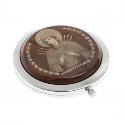 Зеркало с иконой &amp;quot;Семистрельная&amp;quot; из коричневого обсидиана