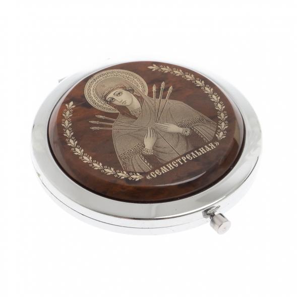 Зеркало с иконой &amp;quot;Семистрельная&amp;quot; из коричневого обсидиана 129599