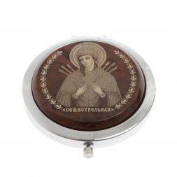 Зеркало с иконой &amp;quot;Семистрельная&amp;quot; из коричневого обсидиана