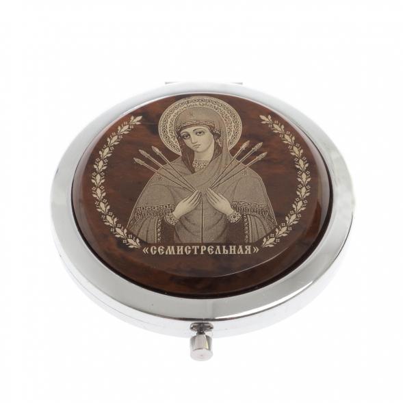 Зеркало с иконой &amp;quot;Семистрельная&amp;quot; из коричневого обсидиана 129599