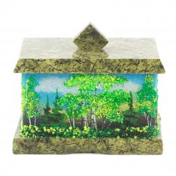 Шкатулка змеевик малая "Лето" 9х6,5х7,5 см