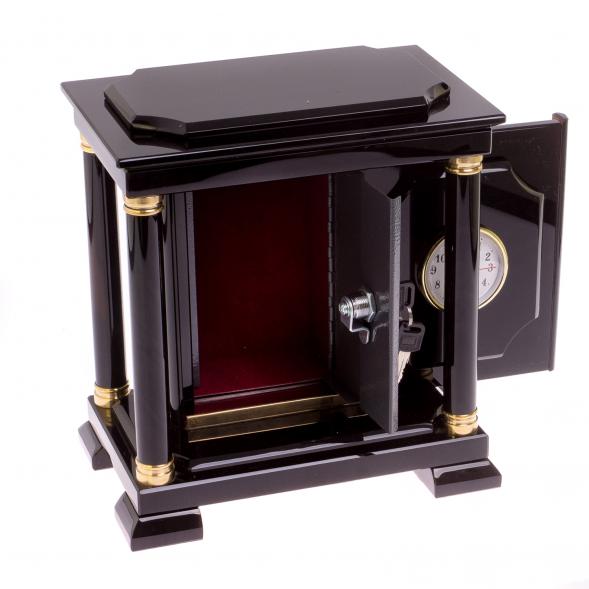 Сейф с часами из черного обсидиана 26х16,5х28 см 125803