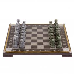 Шахматы с гравировкой "Турнирные" доска 36х36 см мрамор змеевик