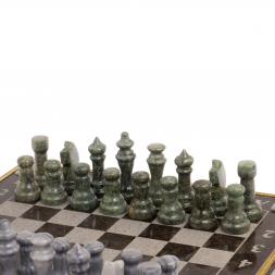 Шахматы с гравировкой "Турнирные" доска 36х36 см мрамор змеевик