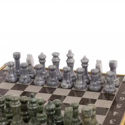 Шахматы с гравировкой "Турнирные" доска 36х36 см мрамор змеевик