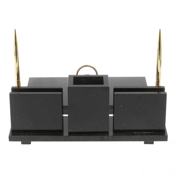 Настольный набор &amp;quot;Офисный&amp;quot; с гербом РФ из камня лемезит 127249