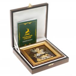 Панно "Георгий Победоносец" яшма багет