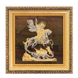 Панно "Георгий Победоносец" яшма багет
