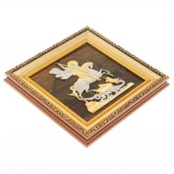 Панно "Георгий Победоносец" яшма багет