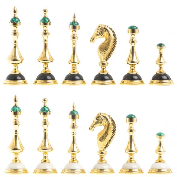 Подарочный набор шахматы и шашки &amp;quot;Царские&amp;quot; камень малахит Златоуст 122843