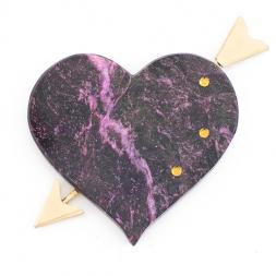 Магнит "Сердце со стрелой" камень змеевик