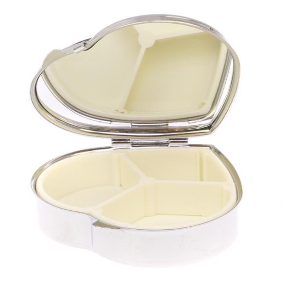 Таблетница &amp;quot;Сердце&amp;quot; на 3 отделения камень лиственит цвет серебро 125964