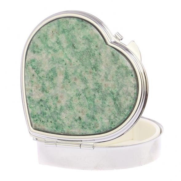 Таблетница &amp;quot;Сердце&amp;quot; на 3 отделения камень лиственит цвет серебро 125964