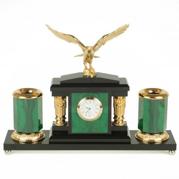 Настольный набор &amp;quot;Орел&amp;quot; малахит и долерит 119145