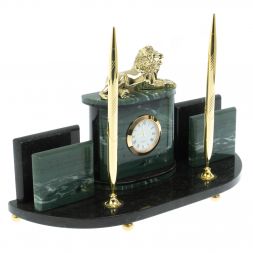 Письменный набор &amp;quot;Лев&amp;quot; из камня офиокальцит