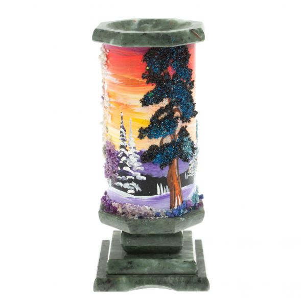 Ваза &amp;quot;Зима&amp;quot; из змеевика 8х8х17,5 см 129330