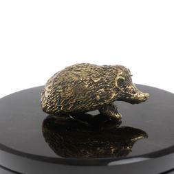 Шкатулка круглая "Ёж" из черного обсидиана 7,5х7,5х8 см