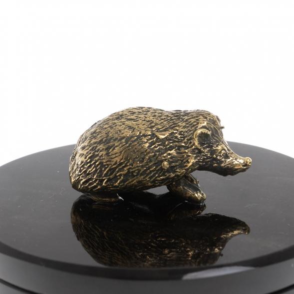 Шкатулка круглая &amp;quot;Ёж&amp;quot; из черного обсидиана 7,5х7,5х8 см 130052
