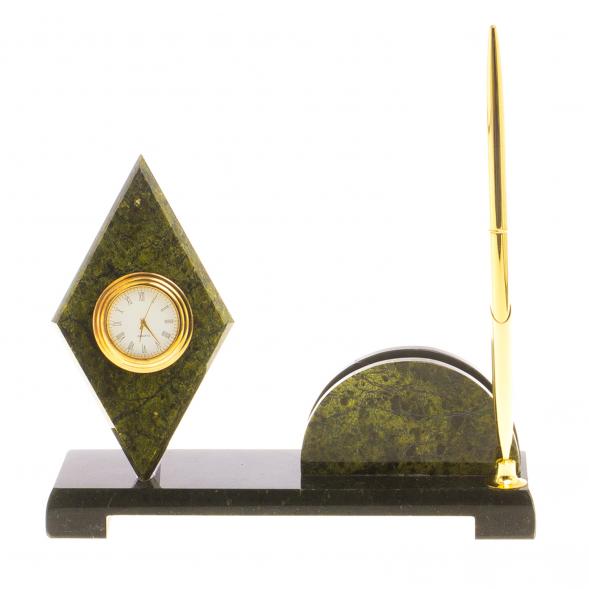 Мини-набор с часами &amp;quot;Ромб&amp;quot; камень змеевик 124746