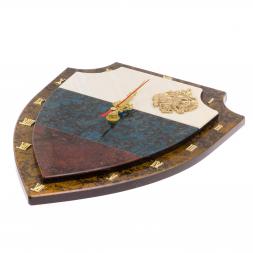 Часы настенные "Герб РФ" лабрадорит, змеевик, мрамор