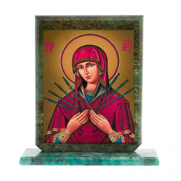 Икона &amp;quot;Семистрельная&amp;quot; змеевик 15х5х15,5 см 126704