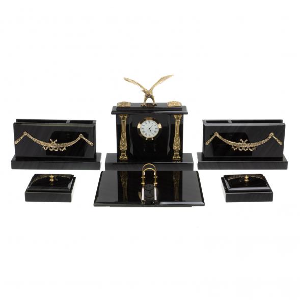 Настольный набор для руководителя &amp;quot;Орёл&amp;quot; черный обсидиан 126854