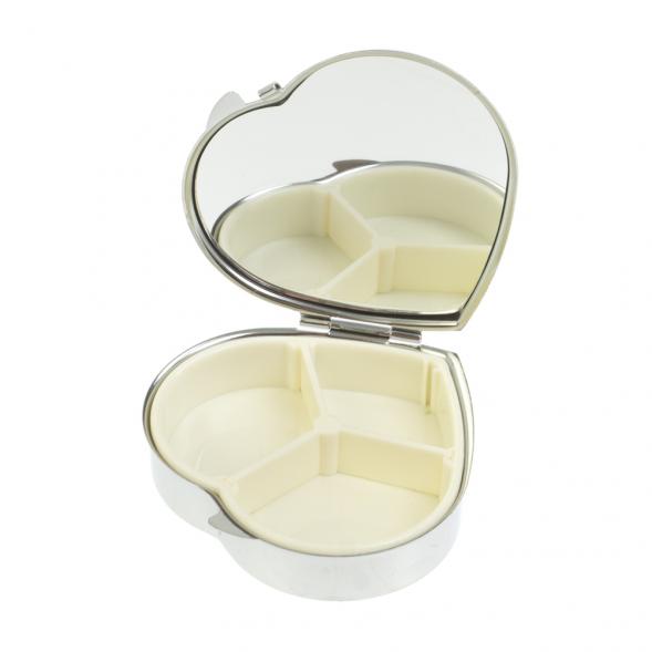 Таблетница &amp;quot;Сердце&amp;quot; с ящерицей на 3 отделения змеевик цвет серебро 127012