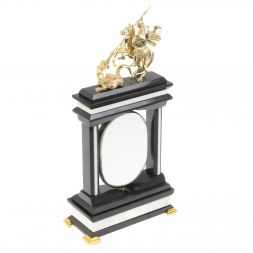 Часы &amp;quot;Георгий Победоносец&amp;quot; из мрамора и долерита с поворотным зеркалом