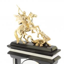 Часы &amp;quot;Георгий Победоносец&amp;quot; из мрамора и долерита с поворотным зеркалом