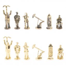 Шахматы сувенирные "Нефтяники" 44х44 см шабровский змеевик