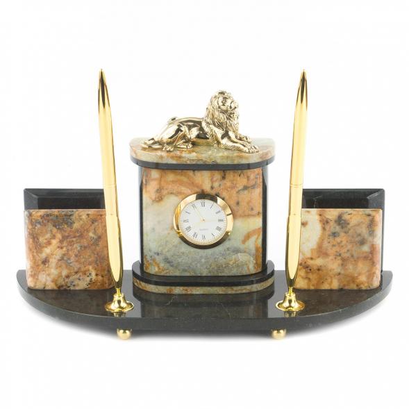 Письменный набор с визитницами &amp;quot;Лев&amp;quot; офиокальцит 119694