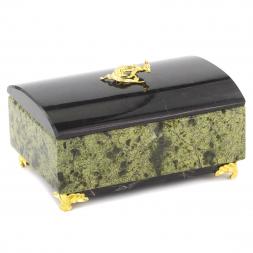 Шкатулка из камня "Сундук" большая змеевик 12,5х8х7,5 см