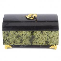 Шкатулка из камня "Сундук" большая змеевик 12,5х8х7,5 см