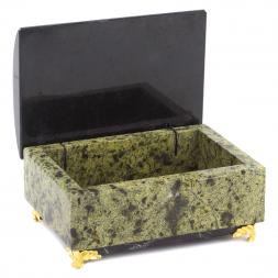 Шкатулка из камня "Сундук" большая змеевик 12,5х8х7,5 см