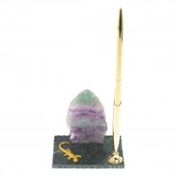 Подставка под ручку &amp;quot;Скала и ящерица&amp;quot; флюорит змеевик