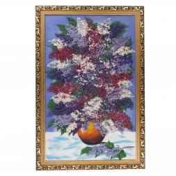 Картина из каменной крошки &amp;quot;Красивая сирень&amp;quot; багет 89х59 см синий фон