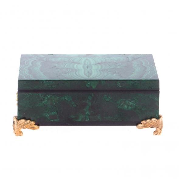 Шкатулка из натурального малахита 8,5х5,5х3,5 см 122050